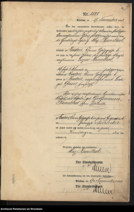 image.from.unit.number "Sterbe-Neben-Register Breslau I 1892 Band 8"