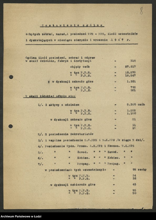 Obraz 9 z jednostki "Sprawozdania i oceny z akcji jednolitofrontowej [z terenu miasta Łodzi- Wojewódzkiego Komitetu Polskiej Partii Socjalistycznej]"