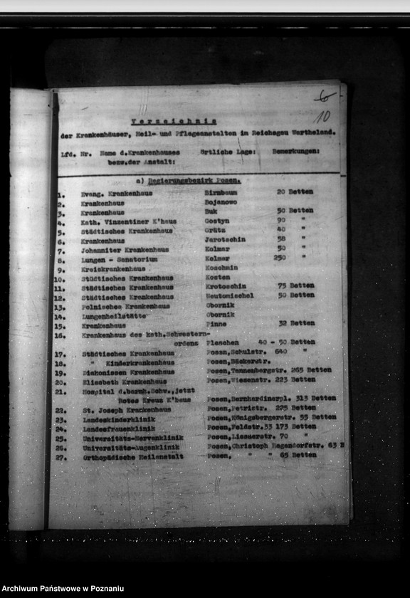 Obraz 14 z jednostki "Verzeichnis der Krankenhäuser, Heil- und Pflegeanstalten im Reichsgau Wartheland"