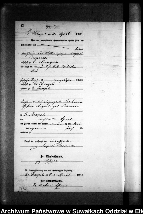 image.from.unit.number "Sterbe-Neben-Register des Preussischen Standes-Amtes Gr. Strengeln Kreis Angerburg"