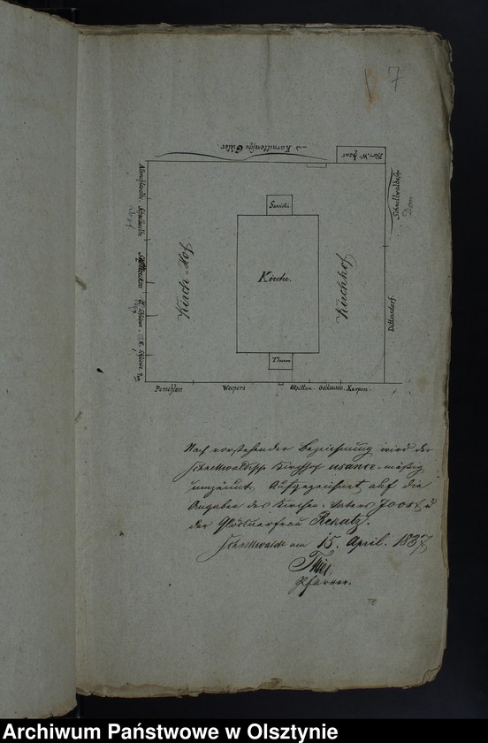image.from.unit.number "Die Bedachung u. Umzäunung der Schnellwaldschen Kirchen-Pfarr-u. Schulgrundstücke. (1799) 1825-1865"