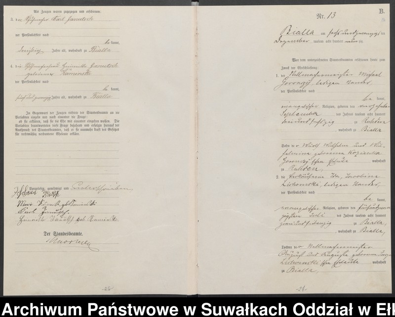 image.from.unit.number "Heiraths-Haupt-Register des Königlichen Preussischen Standes-Amtes Bialla Kreis Johannisburg"