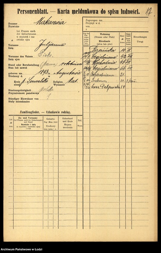 Obraz 19 z jednostki "[Spis ludności Łodzi] Mak - Makowski"