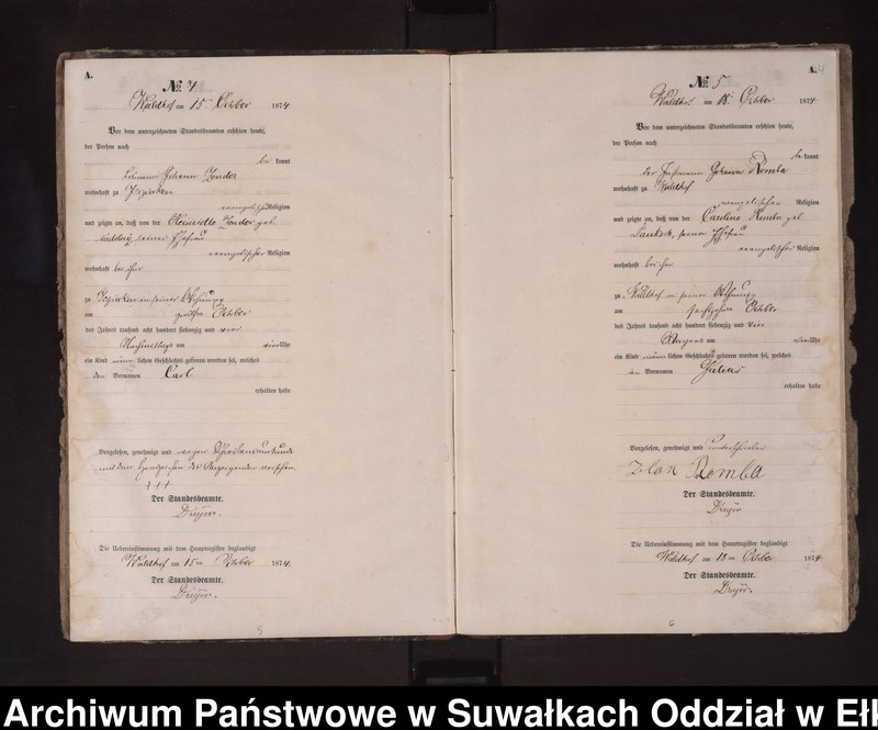 image.from.unit.number "Geburts-Neben-Register des Preussischen Standes-Amtes Orlen Kreis Loetzen"