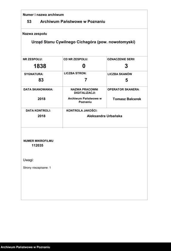 Obraz 1 z jednostki "Heiraths-Neben-Register"