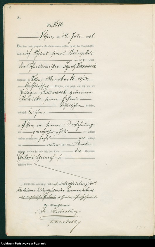 Obraz 18 z jednostki "Księga miejscowa urodzeń tom IV"