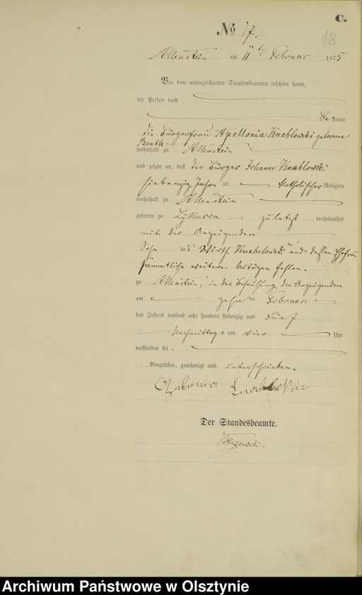 image.from.unit.number "Haupt-Sterbe-Register Nr 1 - 175"