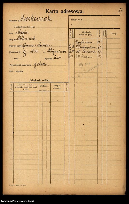 Obraz 19 z jednostki "[Spis ludności Łodzi] Markin - Marosińska"