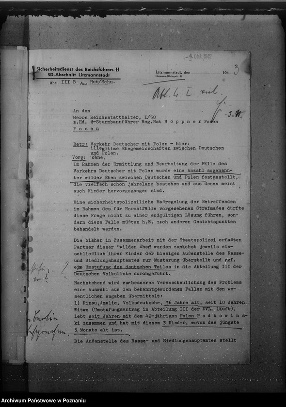 Obraz 7 z jednostki "Verkehr Deutscher mit Polen. Illegitime Ehegemeinschaften zwischen Deutschen und Polen"