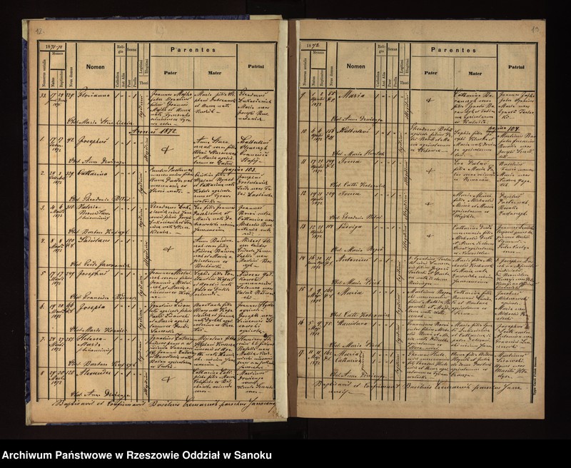 image.from.unit.number "Księga urodzeń, małżeństw i zgonów dla miejscowosci Sanok, Dąbrówka Ruska"