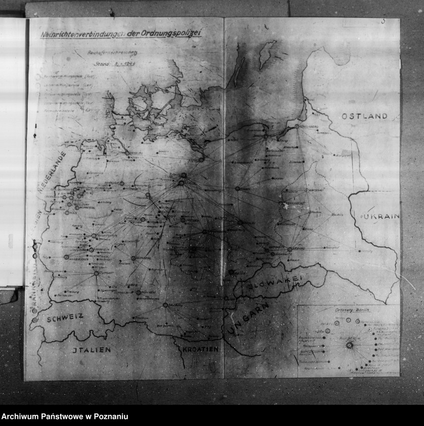 Obraz 7 z jednostki "Schemat połączeń telefonicznych i telegraficznych urzędu, namiestnika oraz mapa tego rodzaju połączeń policji porządkowej w Europie"