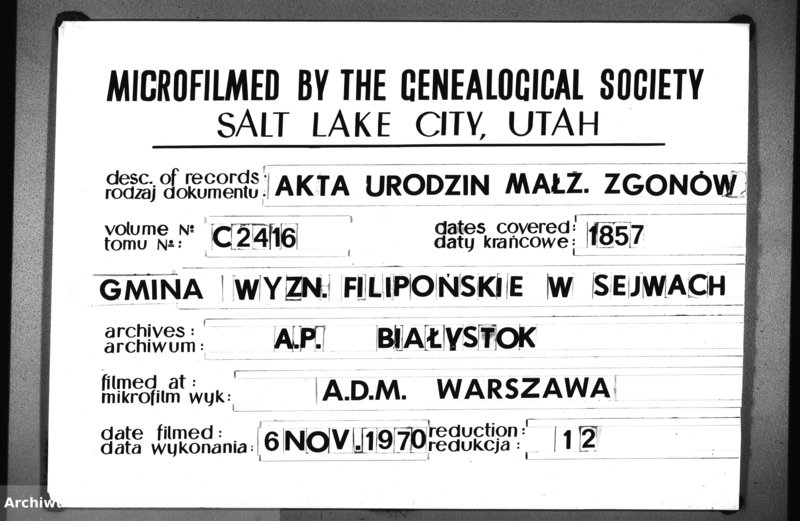 image.from.unit.number "Duplikat Akt Urodzonych, zmarłych i zaślubionych Filiponów w Gminie Sejwy Roku 1857"