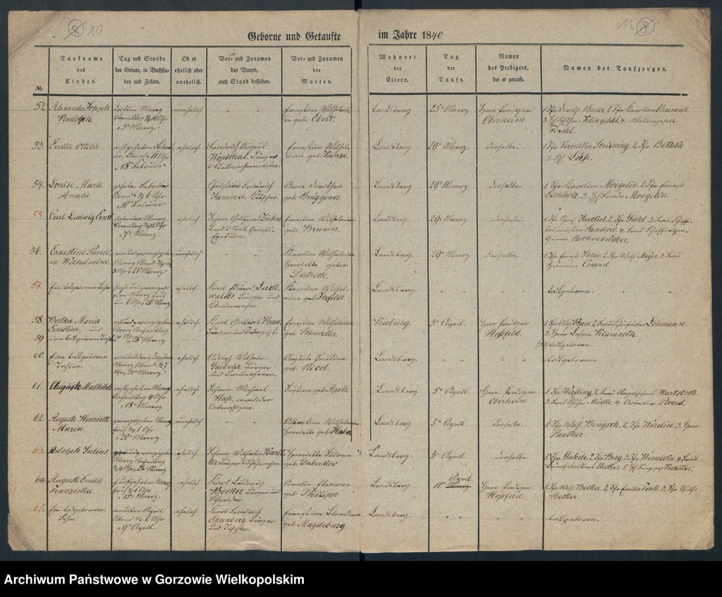 image.from.unit.number "Duplikate der Kirchenbücher von der Parochie der Hauptkirche zu Landsberg an der Warthe (zawiera też księgę zgonów Konkordien Kirche z 1840 r.)"