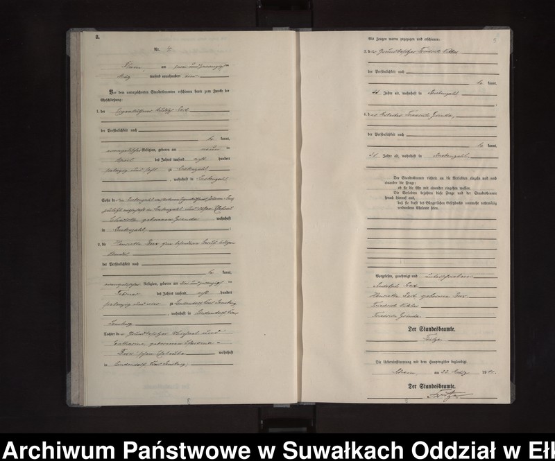 image.from.unit.number "Heiraths-Neben-Register des Königlichen Preussischen Standes-Amtes Orlen Kreis Loetzen"