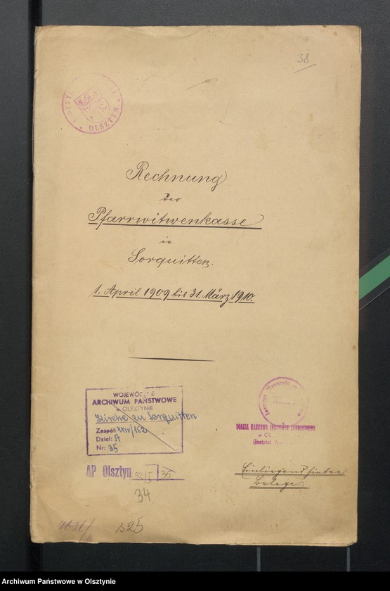 image.from.unit.number "Rehnung der Pfarrerwitwenkasse in Sorquitten"