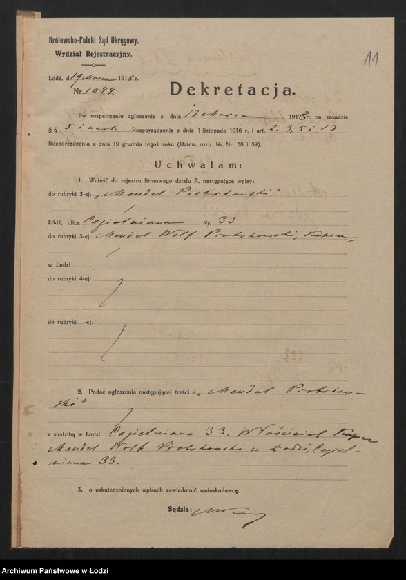 Obraz 13 z jednostki "Mendel Piotrkowski - skład towarów manufakturowych"