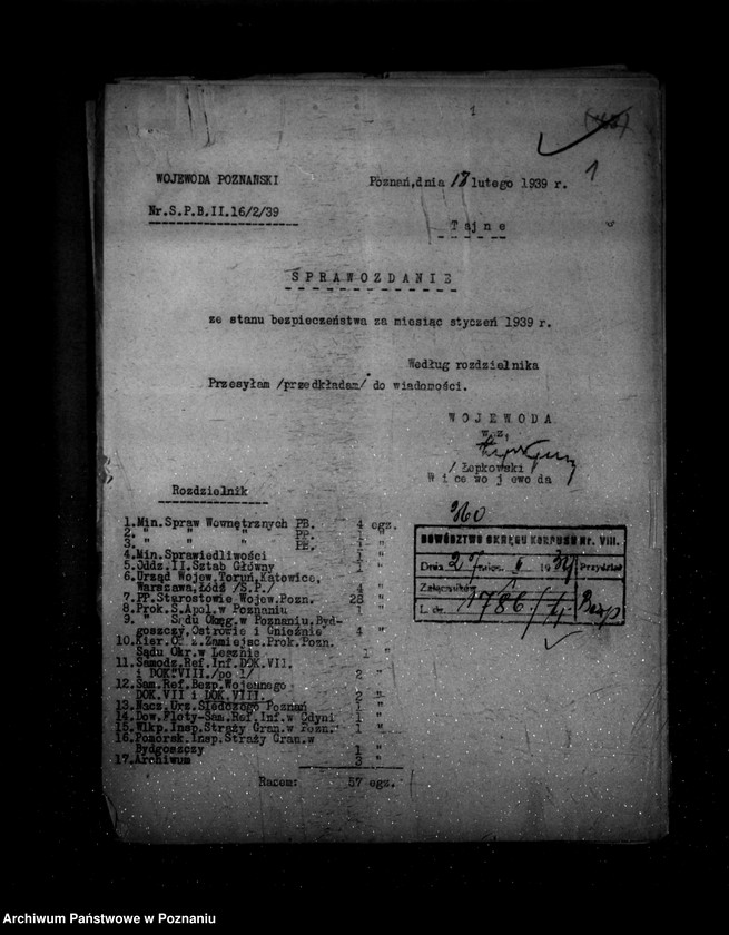 Obraz 5 z jednostki "Sprawozdania ze stanu bezpieczeństwa za miesiące styczeń-luty-marzec 1939 r."