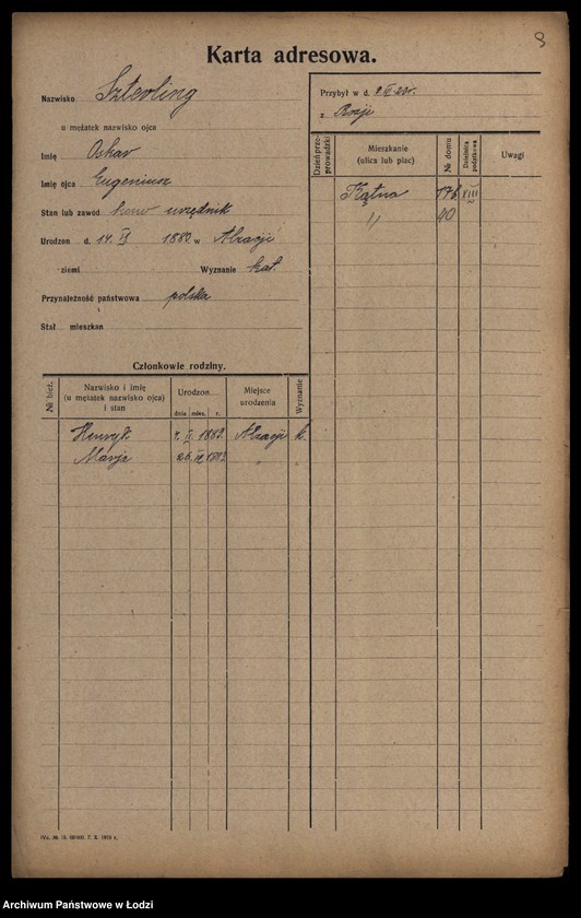 Obraz 11 z jednostki "[Spis ludności Łodzi] Szterling-Sztikert"