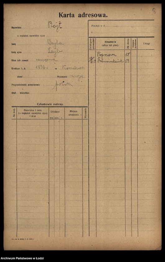Obraz 10 z jednostki "[Spis ludności Łodzi] Rajssmesser-Rakowienko"
