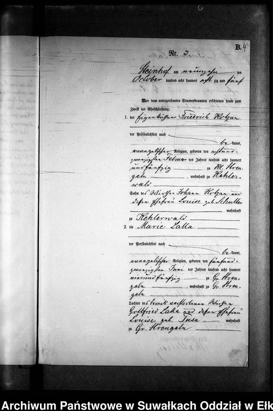 image.from.unit.number "Heiraths-Neben-Register des Preussischen Standes-Amtes Gr. Strengeln Kreis Angerburg"