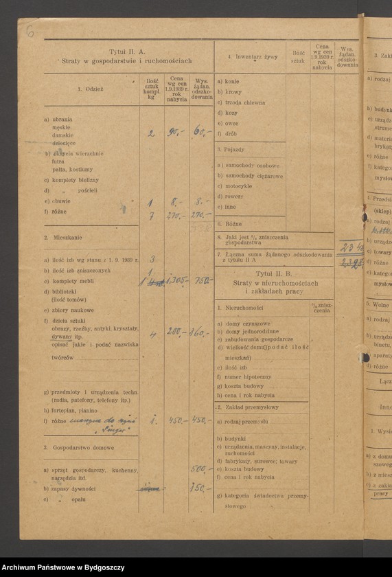 image.from.unit.number "Kwestionariusz dotyczący rejestracji szkód wojennych, nr 181-240"