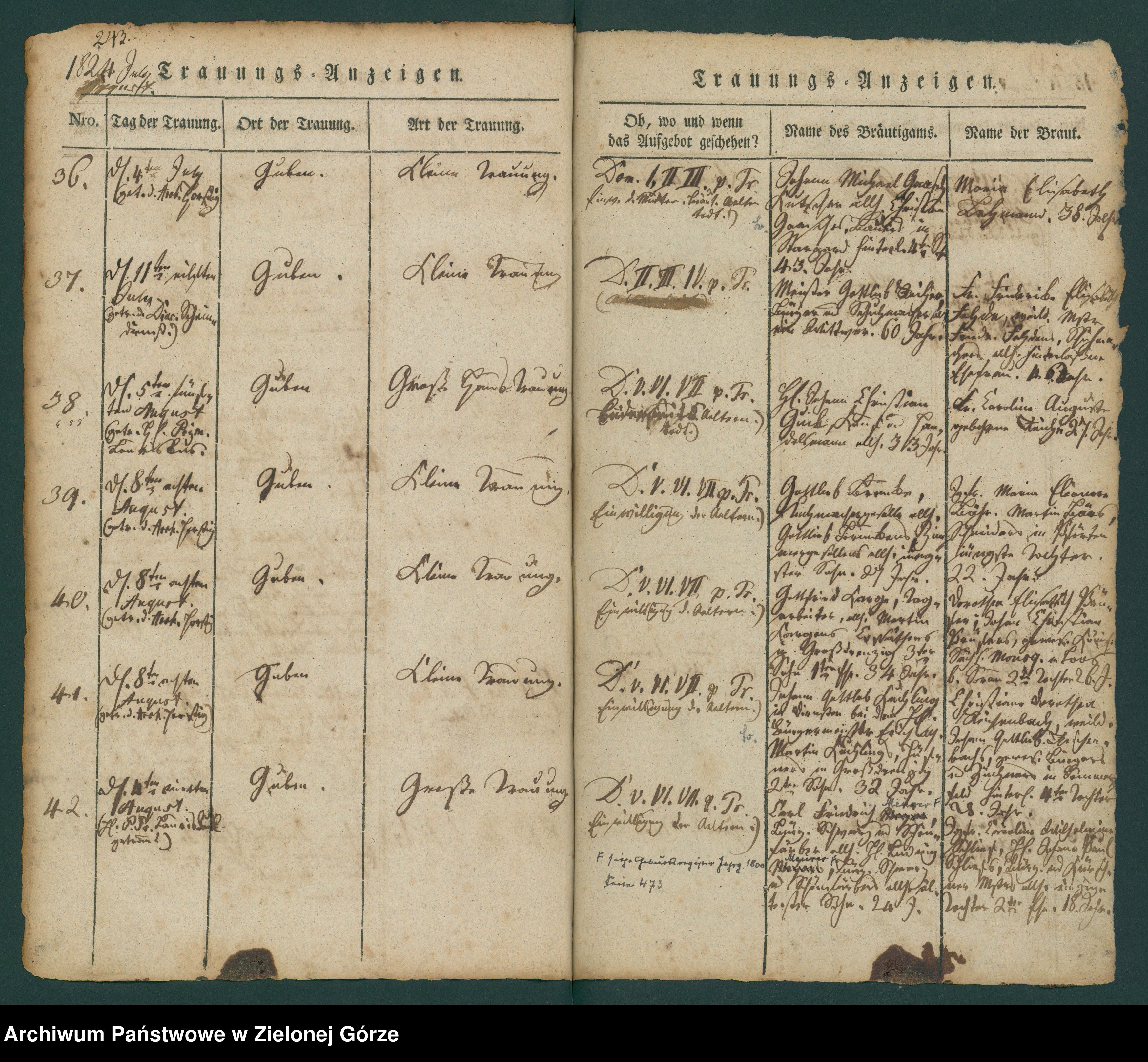 Skan z jednostki: Trauungs-Urkunden