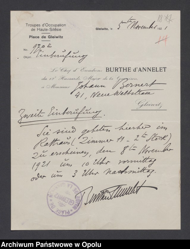 image.from.unit.number "/Korespondencja dotycząca spraw spornych: wypadki, incydenty - pisma, sprawozdania, raporty/ XI 1921"