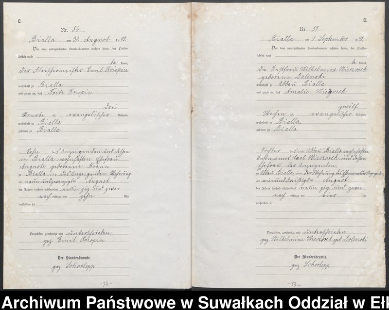 Obraz 20 z jednostki "[Sterbe-Haupt-Register des Königlichen Preussischen Standes-Amtes Bialla Kreis Johannisburg]"