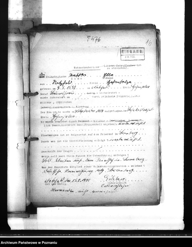 Obraz 20 z jednostki "Wykazy miejscowych Niemców, którzy zginęli w 1939 roku Q - R"