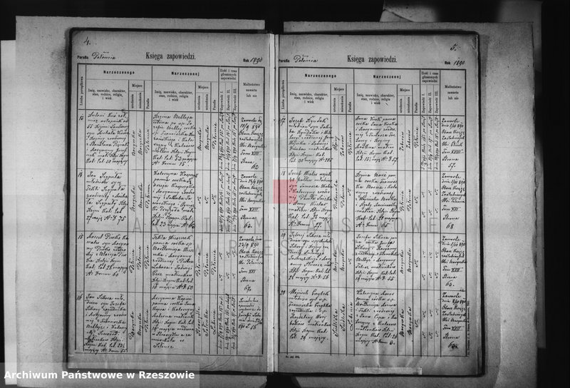 image.from.unit.number "Księga zapowiedzi , małżeństw , urodzeń i zgonów - Połomia, Baryczka, Glinik Charzewski, Glinik Zaborowski, Piekarówka i Wyżne za 1890 rok"