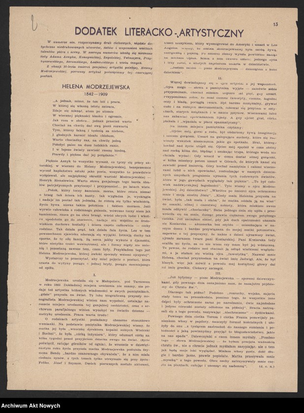 image.from.unit.number "Druki dotyczące zagadnień teatru, filmu i radia, m.in. edpomnirnis H. Modrzejewskiej, artykuł o T. Boy