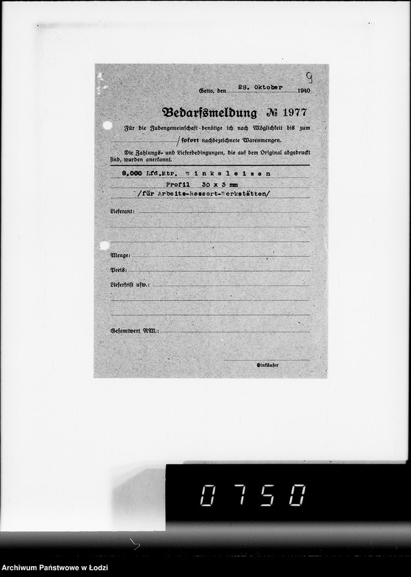 Obraz 13 z jednostki "Stornierte Bedarfsmeldungen [Korespondencja z różnymi firmami niemieckimi w sprawie dostawy różnych artykułów przemysłowych]"