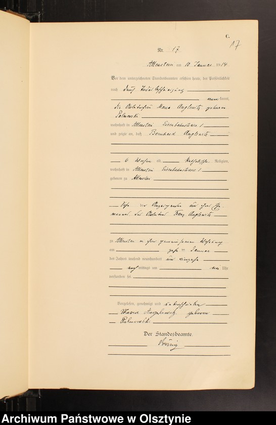image.from.unit.number "Sterbe-Haupt-Register Tom I, Nr 1-600"