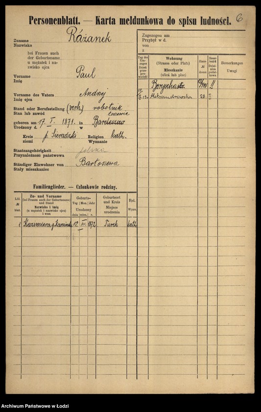 Obraz 8 z jednostki "[Spis ludności Łodzi] Rożana-Różyński"