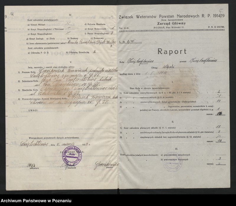 image.from.unit.number "Raporty ze stanu kół okręgu pomorskiego i śląskiego Związku Weteranów Powstań Narodowych Rzeczypospolitej Polski."