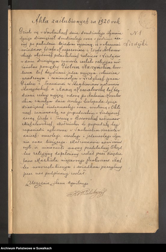 image.from.unit.number "Księga akt małżeństw par. Smolniki za 1919-29 r."