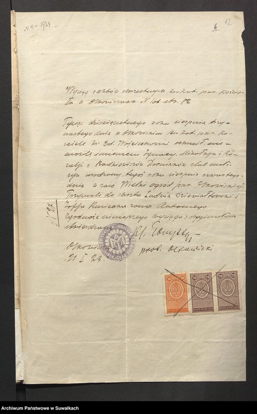 image.from.unit.number "Aneksa do aktów zaślubionych r.kat. parafji Puńsk z r. 1923"