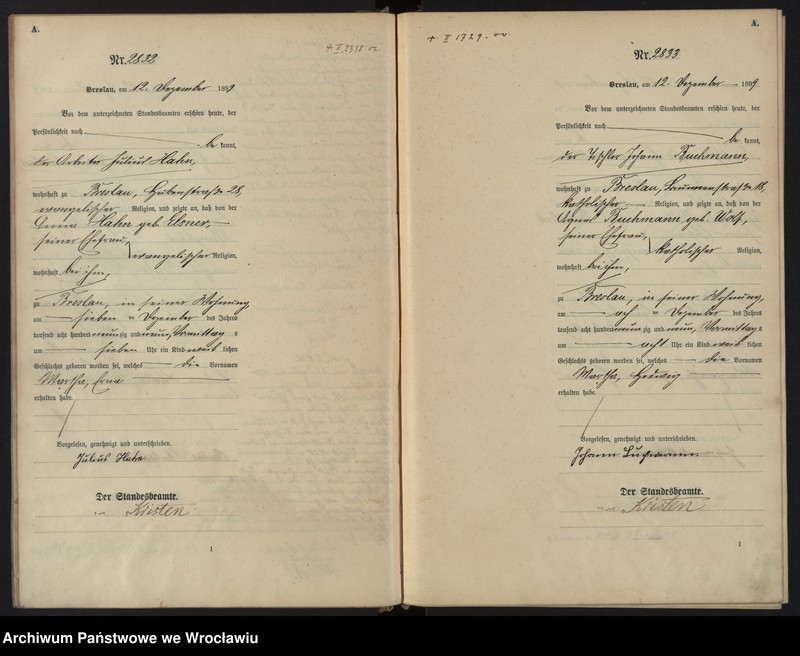 image.from.unit.number "Geburts-Haupt-Register Breslau II 1899 Band 8"