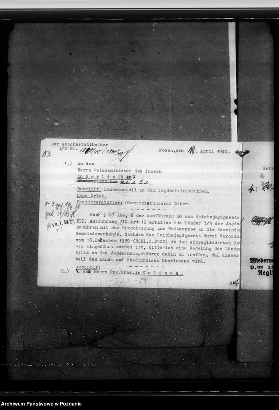 Obraz 17 z jednostki "Wasserzähler. Wasserverluste. Länderanteil an der Jagdscheinge bühr. Ausgleichszuschlag bei Lebendvieh und Ausgleichsabgabe auf frisches Fleisch"