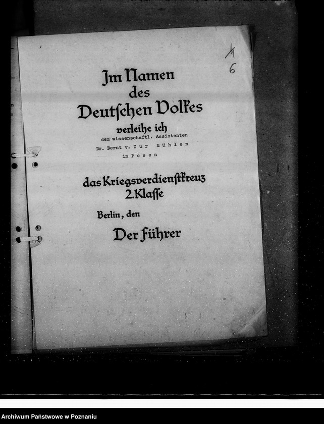 Obraz 11 z jednostki "Kriegsverdienstrauszeichnungen. Vorschläge der Reichsuniversität Posen"