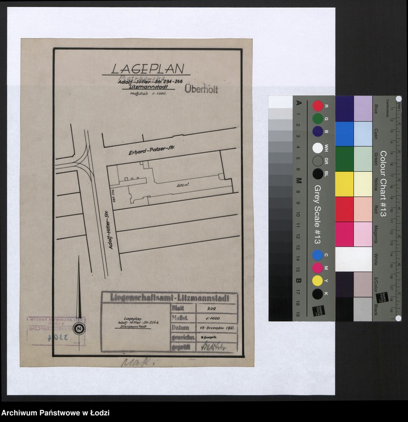 Obraz 1 z jednostki "Lageplan Adolf-Hitler-Strasse 234-236 Litzmannstadt"