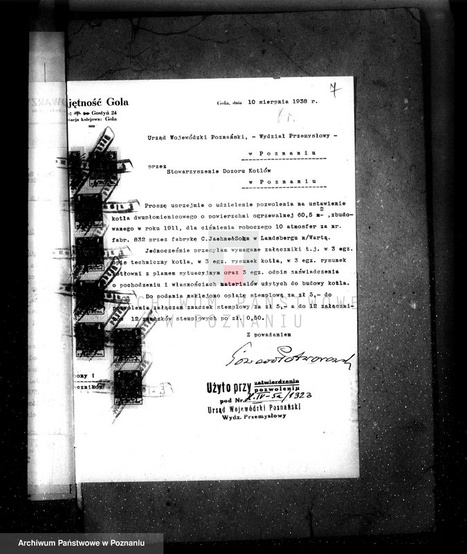 Obraz 12 z jednostki "Gorzelnia rolnicza w maj. Goli pow. Gostyński własność Edward Potworowski. nr woj. kotła 1323"