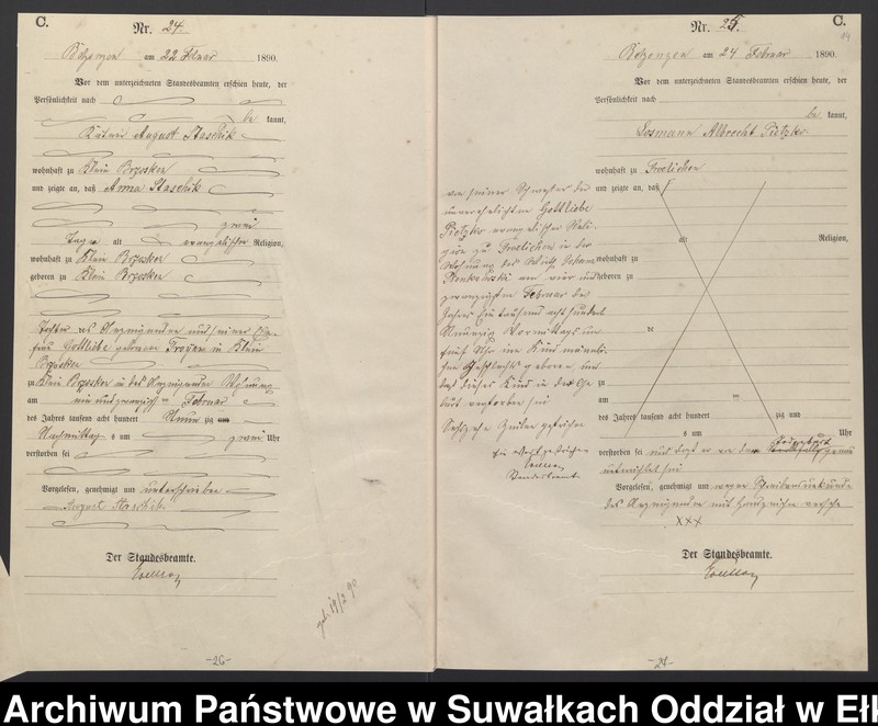 image.from.unit.number "Sterbe-Haupt-Register des Königlichen Preussischen Standes-Amtes Belzonzen Kreis Johannisburg"