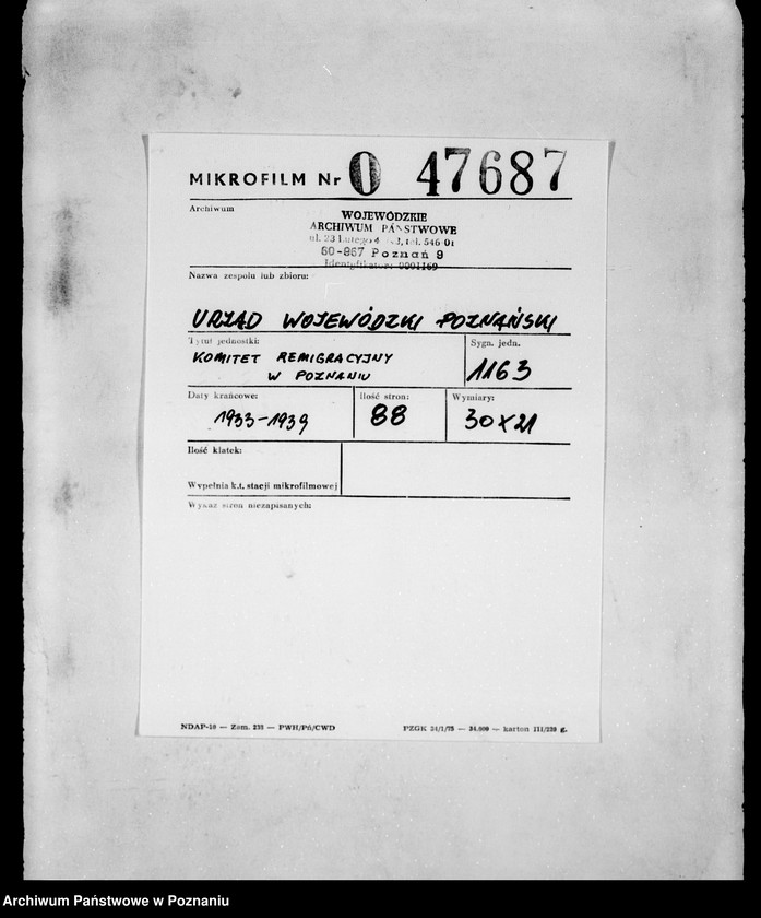 Obraz 2 z jednostki "Komitet Reemigracyjny w Poznaniu"