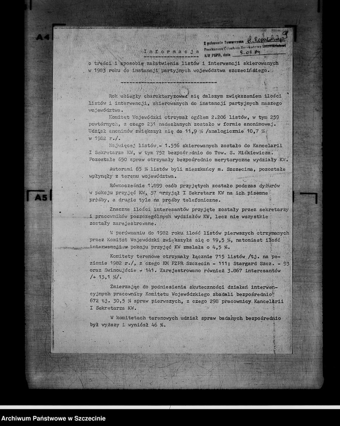 image.from.unit.number "Protokoły posiedzeń Egzekutywy Komitetu Wojewódzkiego Polskiej Zjednoczonej Partii Robotniczej: 14, 22 marca; 5, 12, 18 kwietnia 1984 r."