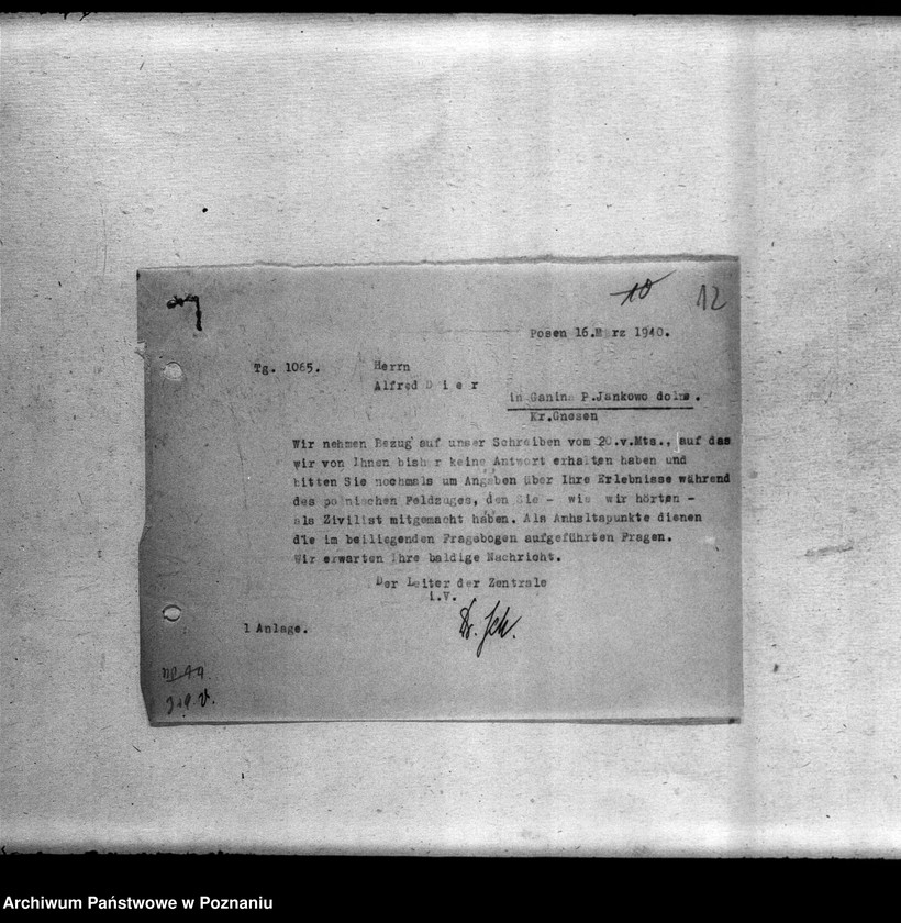 Obraz 16 z jednostki "Korespondencja w sprawie miejscowych Niemców, którzy zginęli w 1939 roku"