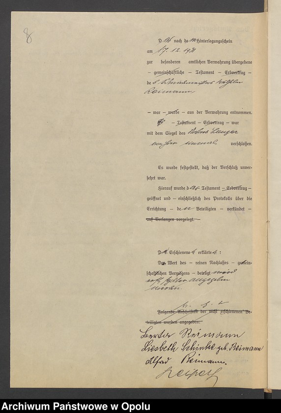 Obraz 11 z jednostki "Verfügung von Todes wegen des Schmiedemeisters Wilhelm Reimann in Neustadt"