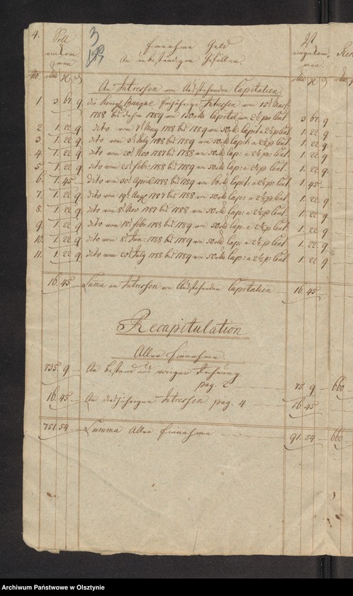 image.from.unit.number "Administrations Rechnung über des Stolterfothsche Legaten Capital und derer Intereßen deßen Einnahme und Ausgabe zu Pobethen von Michael 1788 bis dahin 1789"