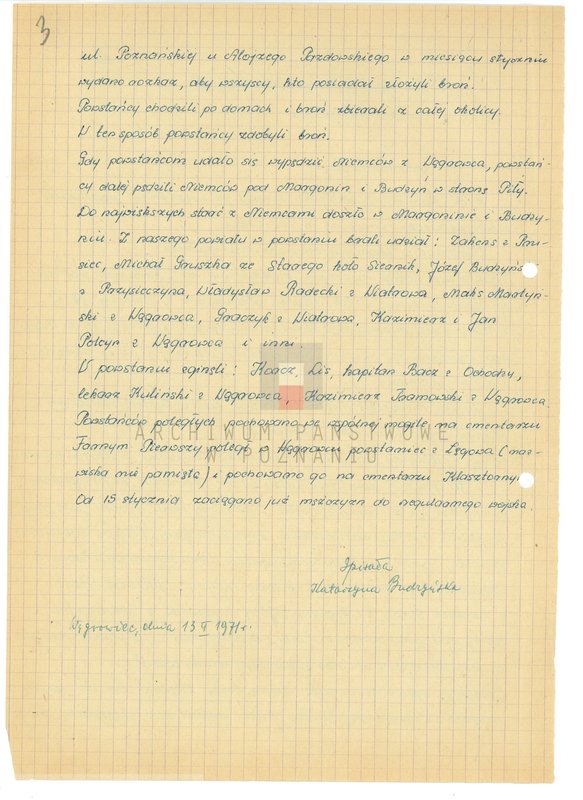 Obraz 11 z jednostki "Relacje i wspomnienia dotyczące powstania wielkopolskiego: 1. Wągrowiec, powiat Wągrowiec, województwo poznańskie."