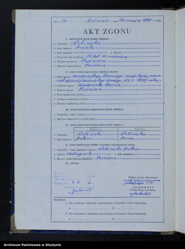 image.from.unit.number "Księga zgonów Nr 1 - 35 i 1 - 44 /przepisana w języku polskim z oryginału niemieckiego w dniach 4.09.-7.09.1961/"
